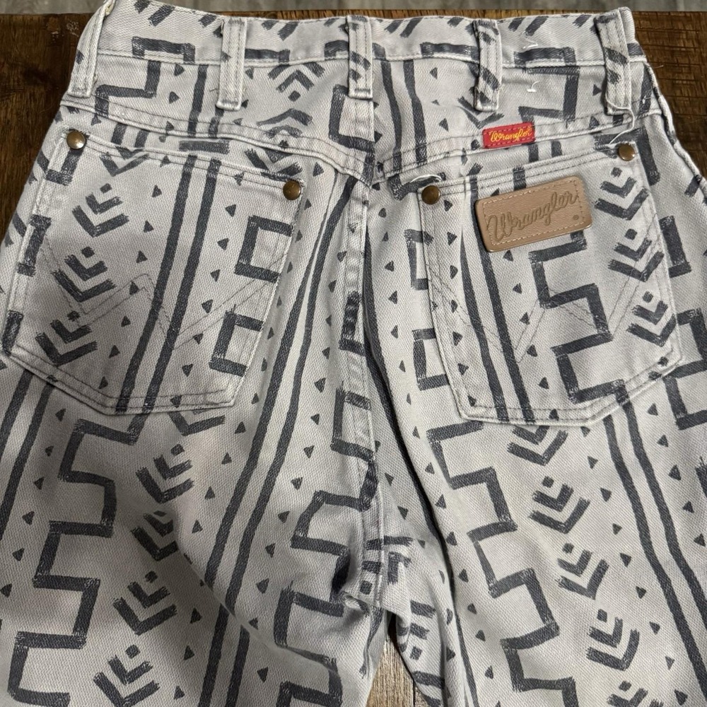 RARE Vtg 80s Wrangler Aztec Geometric Print Jeans Made in USA Womens Size 7 x 36 - Picture 4 of 6